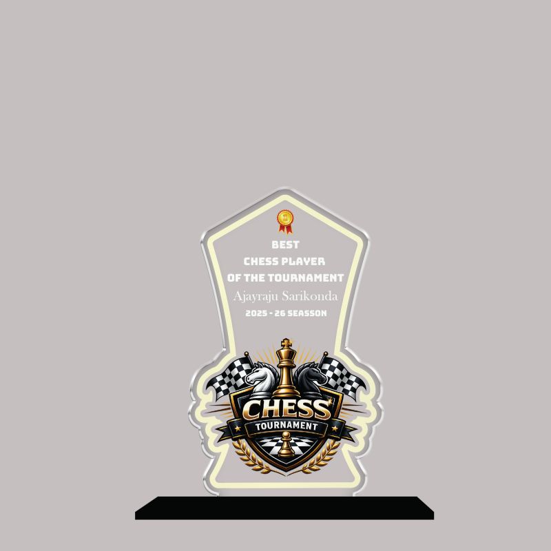Personalized Chess Tournament Award Trophy Customized Best Chess Player Award for Schools, Clubs, and Corporate Events UV Printed Acrylic Trophy